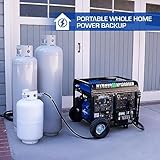 DuroMax - Generador portátil de doble combustible XP13000EH de 13,000 vatios, funciona con gas o propano, arranque eléctrico, respaldo para el hogar, color azul y gris