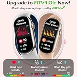 FITVII Ole - Monitor de actividad física AMOLED de 1.6 pulgadas con monitor de frecuencia cardíaca y presión arterial 24/7, oxígeno en sangre, contador de calorías, contador de calorías IP68,