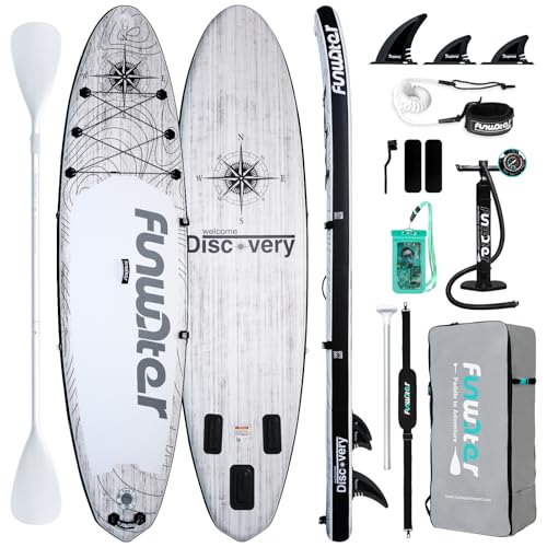 FunWater Inflatable 11'×33"×6" Ultra-Light SUP for All Skill Levels Everything Included with Stand Up Paddle Board, Adj Floating Paddles, Pump, ISUP Travel Backpack, Leash,Waterproof Bag