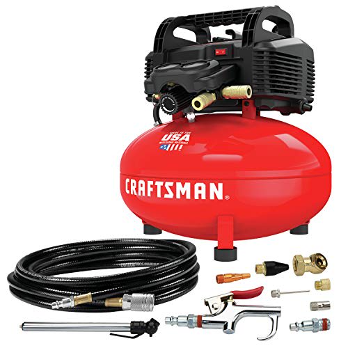 CRAFTSMAN - Compresor de aire, de 6 galones, con depósito en forma de panqueque, libre de aceite con juego de accesorios de 13 piezas (CMEC6150K)