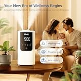 LEVOIT Humidificadores para dormitorio y hogar, humidificador de aire inteligente de niebla cálida y fría para habitación grande, humedad personalizada automática, alivio rápido de síntomas, llenado