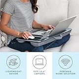 LAPGEAR Home Office Lap Desk with Device Ledge, Mouse Pad, and Phone Holder - Silver Carbon - Fits up to 15.6 Inch Laptops - Style No. 91585