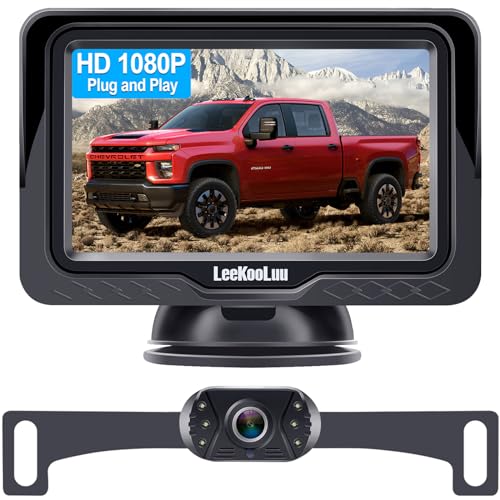 Backup Camera Easy Setup Plug-Play: HD 1080P No-Delay Waterproof - Clear Night Vision Rear View Camera with Monitor for Car Truck SUV - LK3