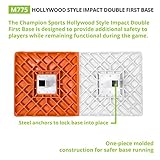 Champion Sports Hollywood Style Impact Doble Primera Base – Construcción sólida moldeada de una pieza – Primera base doble de goma – Anclajes de tierra no incluidos, naranja