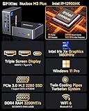 GMKtec M3 Plus Mini PC with Intel Core i9 12900HK(14C/20T 5.0 GHz), 32GB DDR4 RAM+1TB NVMe SSD, Windows 11 Pro Mini Desktop Computer Triple 4K Display, WiFi 6, BT5.2, USB-C