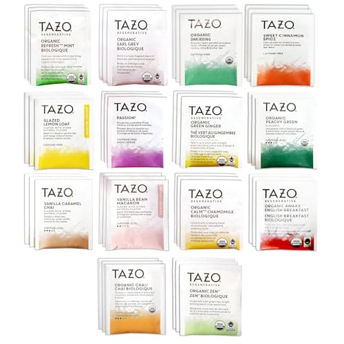 Tazo Paquete surtido de bolsas de té, caja de regalo, 42 recuentos – 14 sabores diferentes, variedad perfecta – maracuyá, desayuno inglés, Earl Grey, verde, herbal, Chai y más…