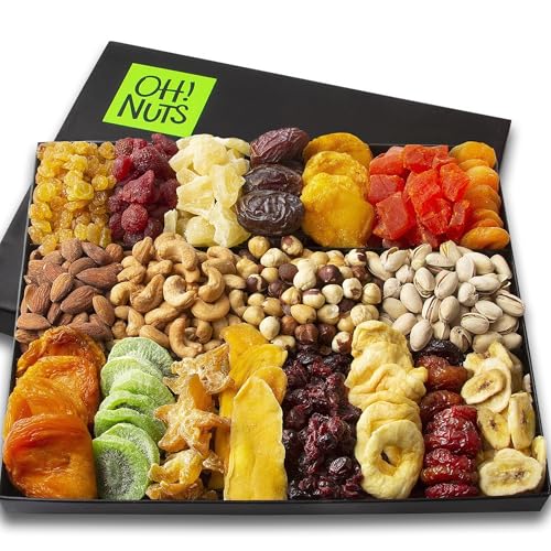 Dried Fruit and Nuts Gift Basket Prime Arrangement Platter - Assorted Nuts and Dried Fruits Holiday Snack Box for Easter, Ramadan, Birthday, Men & Women (19 Variety - XL) by Oh Nuts