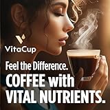 VitaCup Cápsulas de café mineral con trazas de minerales, hidrata, repone y restaura, con minerales marinos, electrolitos, café orgánico, tostado medio oscuro, cápsulas de una sola porción compatible