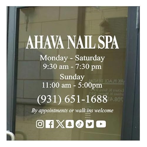 Business Hours Sign and Business Name Vinyl Decal Custom Professional Business Sign for Window and Door Custom Business Hours Stickers Decals