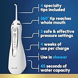 Waterpik Cordless Advanced 2.0 Water Flosser For Teeth, Gums, Braces, Dental Care With Travel Bag and 4 Tips, ADA Accepted, Rechargeable, Portable, and Waterproof, White WP-580, Packaging May Vary