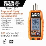 GFCI - Receptáculo Tester con pantalla LCD, para enchufes eléctricos estándar de 3 hilos 120V Klein Tools RT250