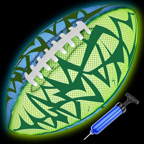 Jasonwell Glow in The Dark Football - Strong Grip Light Up Football Toy Stuff Sports Balls for Boys Kids Teenage Junior Youth Adult Outdoor Christmas Birthday Gifts for Age 6-8 8-12 13 + Year Old No.9