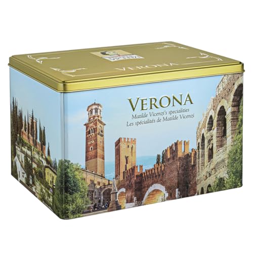 Matilde Vicenzi Verona Gift Tin - Assortment of Italian Pastries and Cookies for Corporate, Birthday, Hanukkah, Christmas, Get Well and Other Special Occasions - Individually Wrapped Trays - 32 oz (907g)