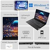 Lenovo Nuevo portátil V15 · 32 GB RAM · SSD de 1 TB · Procesador Intel Celeron N4500 · Gráficos Intel UHD · Pantalla antirreflejos FHD 1080p de 15.6 pulgadas · Ethernet RJ-45 · Windows 11 Pro · WOWPC