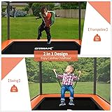 GYMAX Trampolín de 6 pies para niños con columpio, cama elástica rectangular recreativa aprobada por ASTM con red de seguridad, para interiores y exteriores, juego combinado de rebote para bebés,