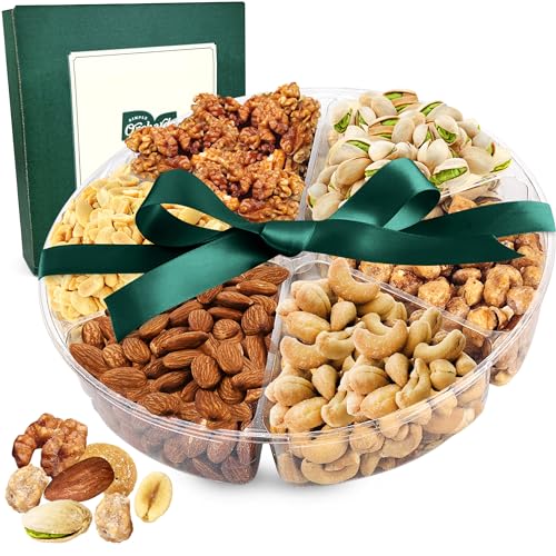 Holiday Gift Basket - Nuts Gift Basket Platter With a Variety of Freshly Roasted Nuts - Beautifully Packaged Gift for Birthday, Sympathy, Christmas. (6 Sectional Ultimate)