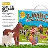 Learning Minds Juego de 8 figuras de animales de granja jumbo, animales de granja para niños pequeños de 1 a 3 años, juguetes de granja para niños de 1 a 3 años, animales de juguete para niños de 18