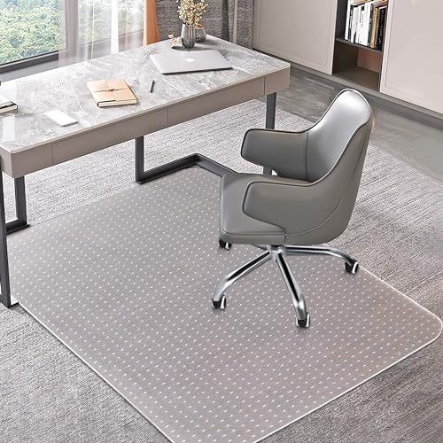 Tapete para silla de oficina, tapete transparente para silla de escritorio de computadora para suelos de moqueta bajos, protector de alfombra grueso y resistente, fácil de deslizar y plano sin rizos