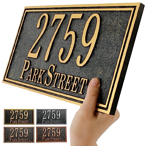 Placa de dirección personalizada de metal fundido – Placa personalizada con número de casa, números de dirección de casa para dirección de casa exterior, tienda, patio, garaje, apartamento, grueso,