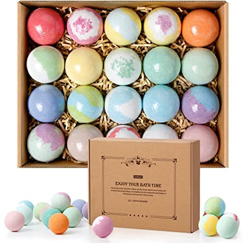 ZenBombs Bath Bombs Set, 20 pcs Natural Shea Butter & Safe Oil Bath Bomb for Skin Moisturizing, Handmade Bubble Bath & Fizzy, Ideal Presents for Women