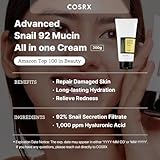 COSRX Snail Mucin - Crema hidratante al 92 %, gel facial de reparación diaria, tipo tubo para piel seca y sensible, no probado en animales, sin parabenos, sin sulfatos, sin ftalatos, cuidado de la