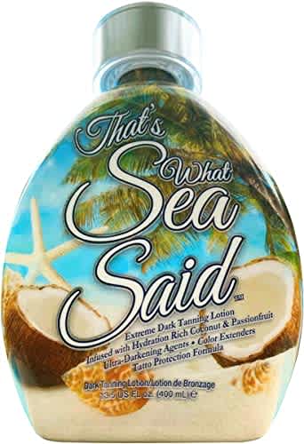 That’s What Sea Said Loción bronceadora aceleradora para piscinas exteriores y camas de bronceado UV de interior loción blanca sin bronceador. Loción bronceadora oscura hidratante de coco y maracuyá