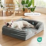 Bedsure - Cama ortopédica mediana para perros, sofá cama impermeable para perros medianos, espuma de soporte con funda extraíble y lavable, forro impermeable, base antideslizante, gris, 28x23x6.5"