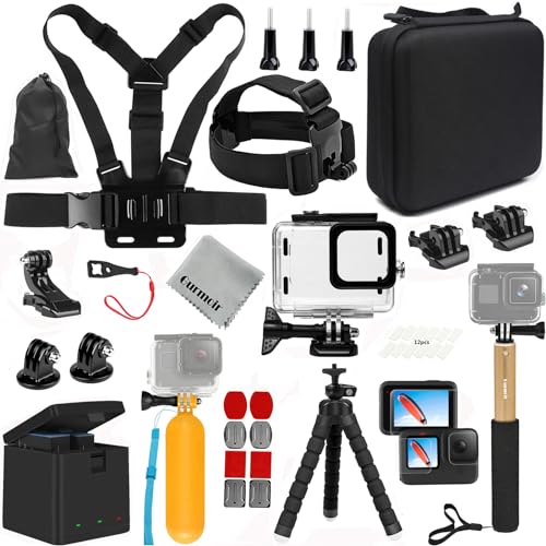 Gurmoir Accessories Kit for GoPro Hero 12 Hero 11 Hero 10 Hero 9 Black, 2 Battery+Charger+Waterproof Case and More Mount Accessory Bundle Compatible with Go Pro 12 11 10 9 Camera