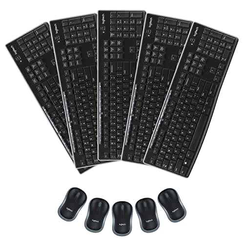 Logitech MK270 - Combo de teclado y mouse inalámbricos para viajes, oficina en casa, paquete moderno para PC y portátil, paquete de 5