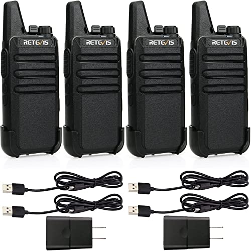 Retevis RT22 Two Way Radio Long Range Rechargeable,Portable 2 Way Radio,Upgrade Type C Handsfree Walkie Talkies for Adults Cruise Hiking Hunting Skiing(4 Pack)