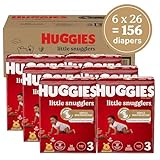 Huggies Pañales tamaño 3, pañales Little Snugglers para bebé, talla 3 (16-28 libras), 156 unidades (6 paquetes de 26), el embalaje puede variar