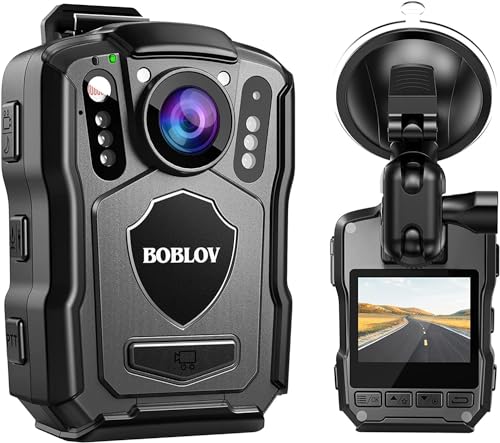 BOBLOV 2K 64GB Body Camera, M5 1440P Body Mounted Cam, Body Cam Built-in 4200MAH Battery for 12Hours Record, IP67 Waterproof, with Night Vision for Law Enforcement, Delivery(64GB NO GPS Version)