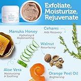 Era Organics Exfoliante facial y exfoliante facial de microdermabrasión, mascarilla exfoliante de calidad de spa con miel de manuka y nuez exfoliante hidratante para piel seca, arrugas de puntos