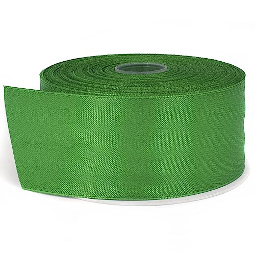 Stuffvisor Green Satin Ribbon, 2 inches x 50 Yards, Double Face Solid Color, Thick and Durable Ribbon Roll, 100% Polyester Ribbon for Gift Wrapping, Crafts, Hair and Multiple Decorations