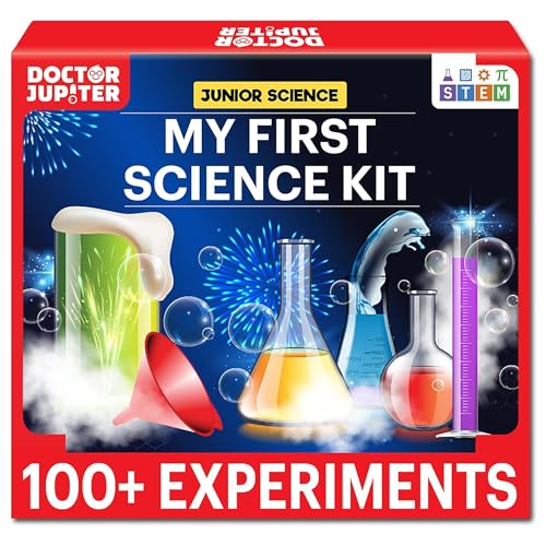 Doctor Jupiter My First Science Kit for Kids Ages 4-5-6-7-8| Ideas de regalo de cumpleaños para niños y niñas de 4-8-12 años | Kit de tallo de juguete con más de 100 experimentos | Aprendizaje y