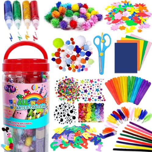 FunzBo suministros de arte y manualidades para niños – Kit de suministros de arte para manualidades para niños de 4 5 6 7 8 9 – todo en uno D.I.Y. Juego de manualidades para niños