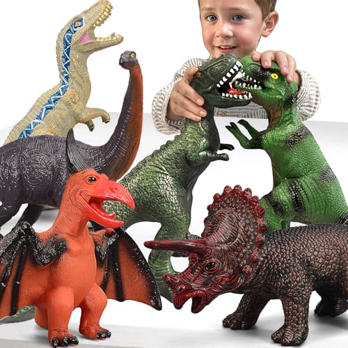 Gzsbaby 6 juguetes de dinosaurio jumbo para niños y niños pequeños, juguetes de dinosaurio para niños de 3 a 5 años, juguetes de dinosaurios grandes y suaves para los amantes de los dinosaurios,