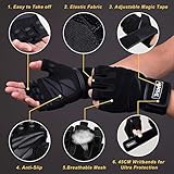 Trideer Guantes de entrenamiento acolchados para hombres, guantes de levantamiento de pesas para gimnasio con soporte para muñeca, protección completa de la palma y agarres adicionales para