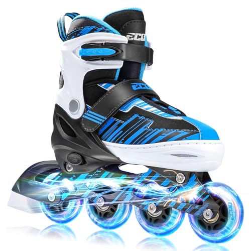 ECOO Patines en línea ajustables para niños y niñas con ruedas iluminadas, patines para niños de 4 a 12 años, patines para adolescentes para principiantes en exteriores e interiores