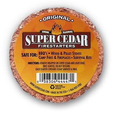 SUPER CEDAR FIRESTARTERS - 100 Count Starts up to 400 Fires for Wood Stoves, Campfires, Grill Pit and Fireplace, Natural & Waterproof, Easy to Light, Fresh Cedar Aroma, Burns for 30 Minutes.