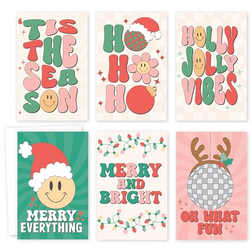 24 Christmas Cards With Envelopes - Blank Holiday Cards With Envelopes, Christmas Cards Bulk, Holiday Cards Bulk With Envelopes, Happy Holidays Cards With Envelopes Xmas Cards (Retro)