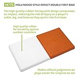 Champion Sports Hollywood Style Impact Doble Primera Base – Construcción sólida moldeada de una pieza – Primera base doble de goma – Anclajes de tierra no incluidos, naranja