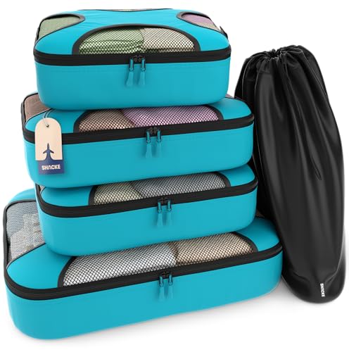 Shacke 5 Set Packing Cubes for Travel Lightweight Luggage Organizer (Aqua Teal)