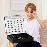 Rock Collection for Kids - Kit de 30 piezas de rocas, piedras preciosas y cristales con guía de aprendizaje, juego educativo mineral de ciencia geológica, juguetes STEM de ciencia de la tierra,