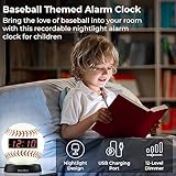 Sonic Alert Baseball Themed Digital Alarm Clock for Heavy Sleepers - Loud, Compact, Battery Backup & USB Charging - Adjustable Volume & Snooze Time