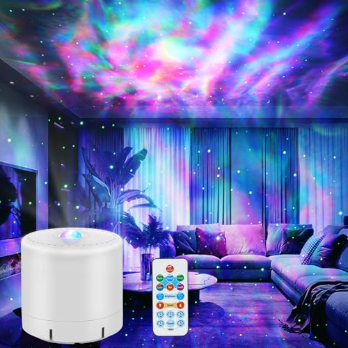 HERHOTER Proyector de galaxia, proyector de estrellas con temporizador y control remoto para decoración de dormitorio de adultos, día de San Valentín, fiesta, cumpleaños, luz nocturna de estrellas