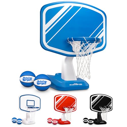 GoSports Splash Hoop PRO Swimming Pool Basketball Game - Includes Poolside Water Basketball Hoop, 2 Balls and Pump - Blue