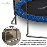 SereneLife Trampolín de 10 pies para exteriores – Trampolín resistente para niños y adultos con amplia superficie de salto, patas estables en forma de L, red de seguridad, aprobado por ASTM, soporta