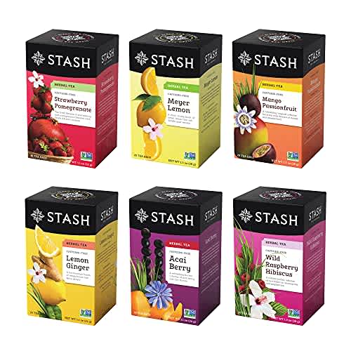 Stash Tea - Té de hierbas afrutado con 6 sabores, 6 cajas con 18-20 bolsas de té cada una