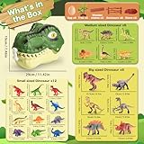 RISUNTOY Juguetes de dinosaurio para niños de 3 a 5 años, 45 figuras realistas de dinosaurios jurásicos con huevos, árboles y valla para crear un mundo de dinosaurios, figuras educativas, gran regalo